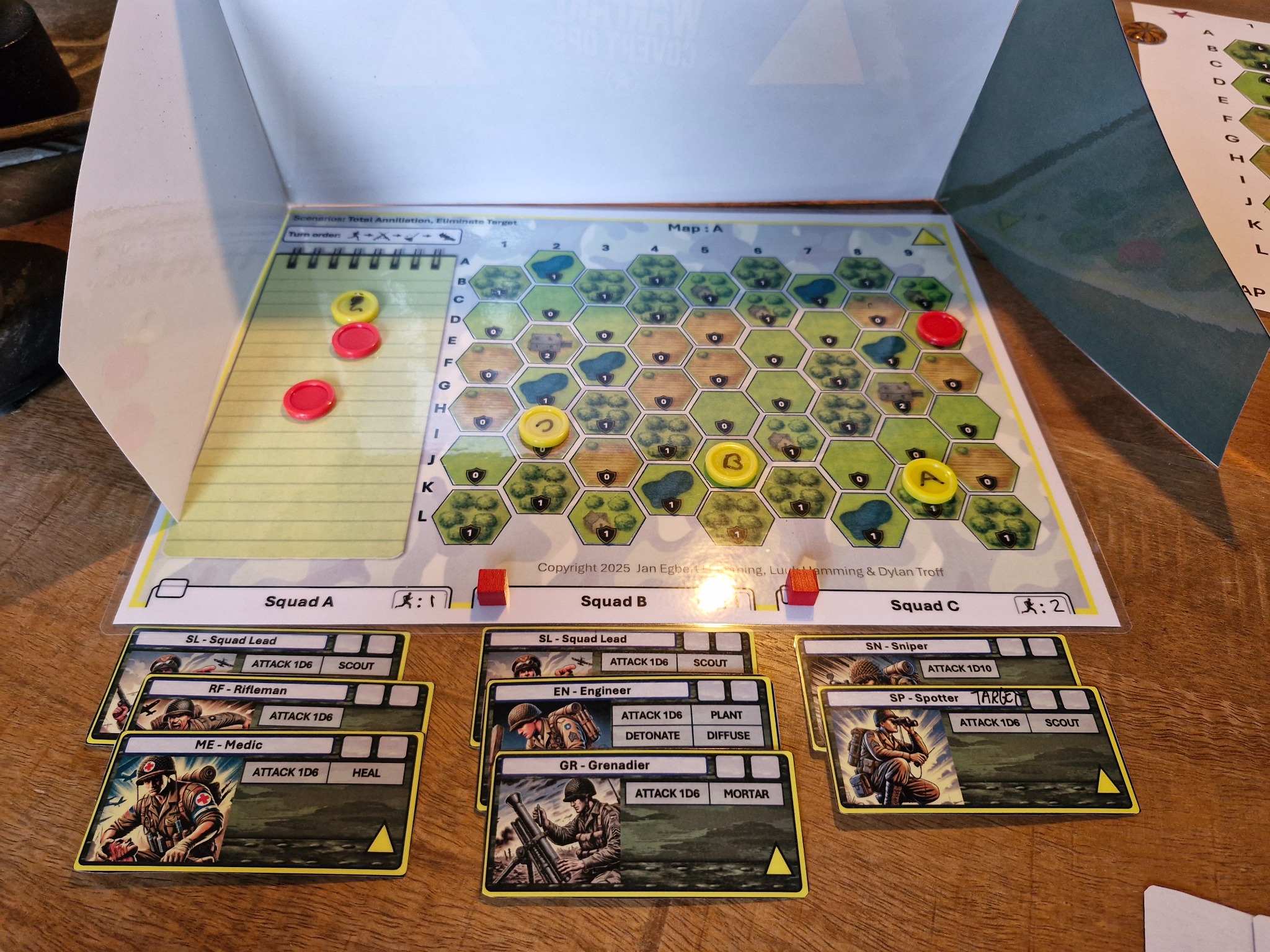 Prototype components on table